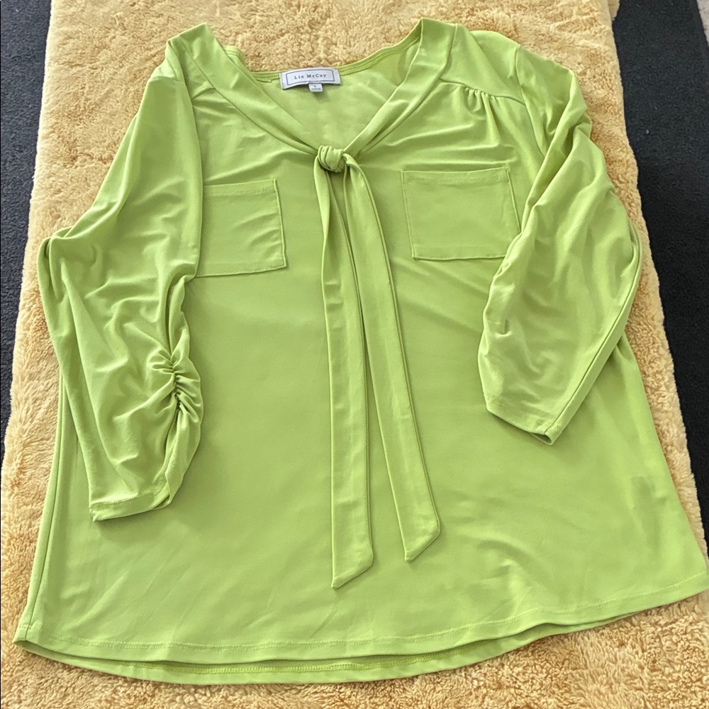 Lane Bryant Lime Green Tie-Front Blouse
